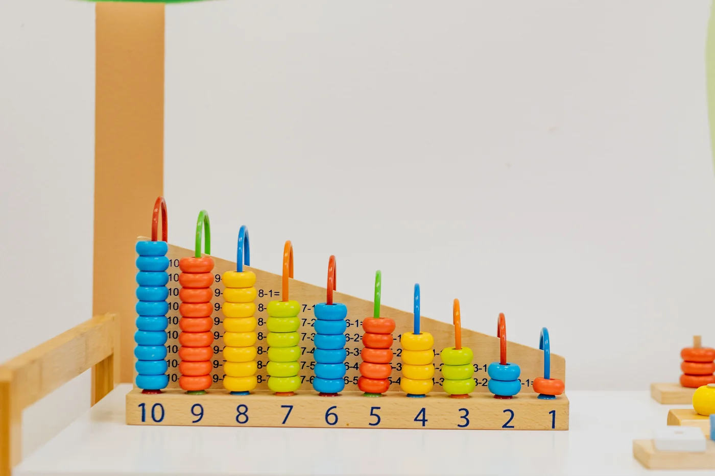 Colorful wooden counting toy with numbers and beads
